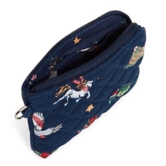 Vera Bradley Snow Globe Motifs Navy Christmas Coin Purse Mini Wallet - Picture 2 of 11